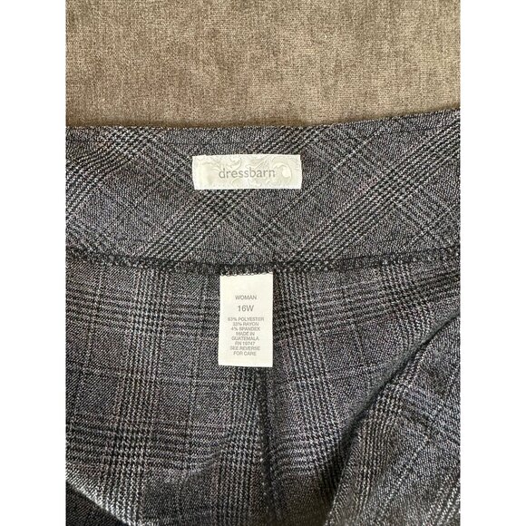 Dressbarn Womens Plaid Gray Dress Pants Size 16W Stretch Flat Front Classic Fit - Picture 4 of 6